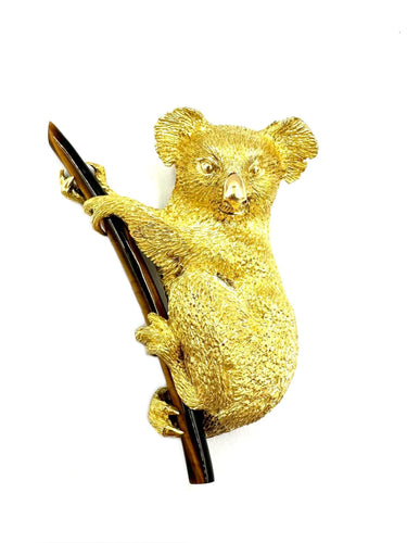 Broche PIAGET - Broche animalière Or Œil-de-tigre vers 1960 58 Facettes