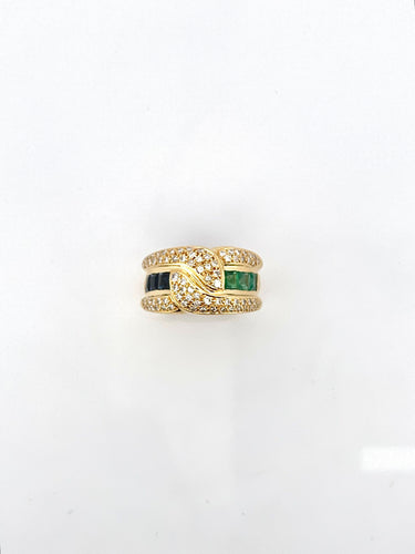 Bague 53 Bague émeraudes , saphirs, diamants 58 Facettes