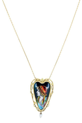 Collier COLLIER ANCIEN ÉMAIL DE LIMOGES ET NACRE 58 Facettes 049981