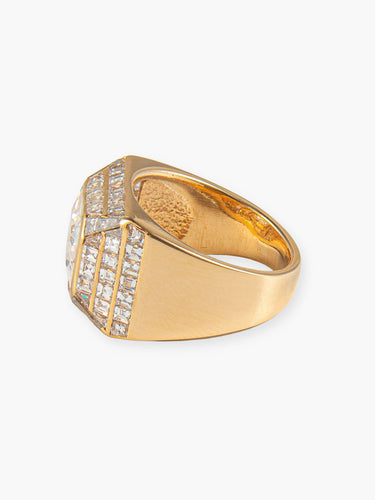 Bague Bague Chevalière Saphir blanc et Diamants 58 Facettes