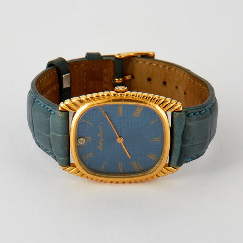 Montre Montre mécanique MATHEY-TISSOT Or jaune/cuir bleu 58 Facettes