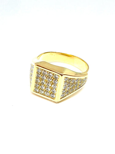 Bague Bague homme en or jaune et pavage de diamants 58 Facettes