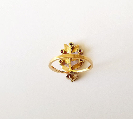 Bague 53 Bague Palme Or Jaune et Rubis 58 Facettes