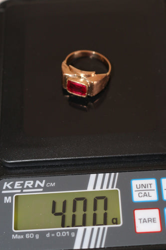 Bague 52 / rubis synthétique Bague Tank chevalière rubis Verneuil 58 Facettes 534
