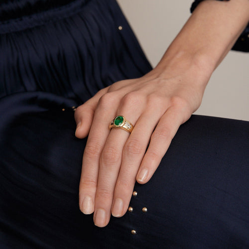 Bague Bague Or jaune Emeraude  Diamants 58 Facettes