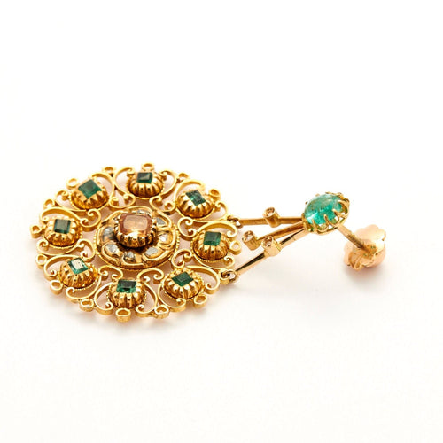 Boucles d'oreilles Pendants d'oreilles Rosaces Emeraudes Diamants 58 Facettes
