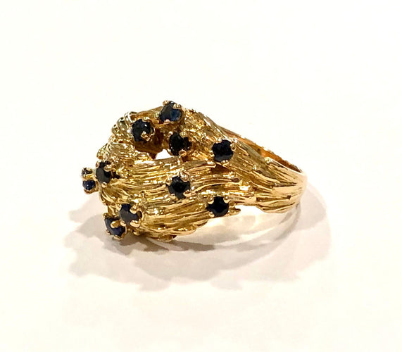 Bague 56 Bague massive or jaune et saphirs 58 Facettes