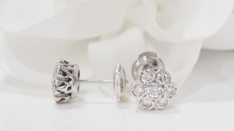 Boucles d'oreilles Boucles d'Oreilles en Or blanc & Diamants 58 Facettes 32248