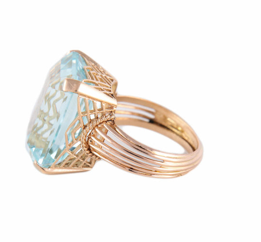 Bague BAGUE "SOUVERAINE" OR JAUNE & AIGUE-MARINE 58 Facettes BO/220116