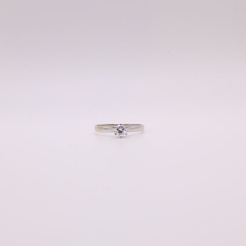 Bague Solitaire or blanc, diamant 58 Facettes