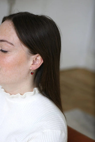 Boucles d'oreilles Dormeuses gouttes de grenat or rose 58 Facettes