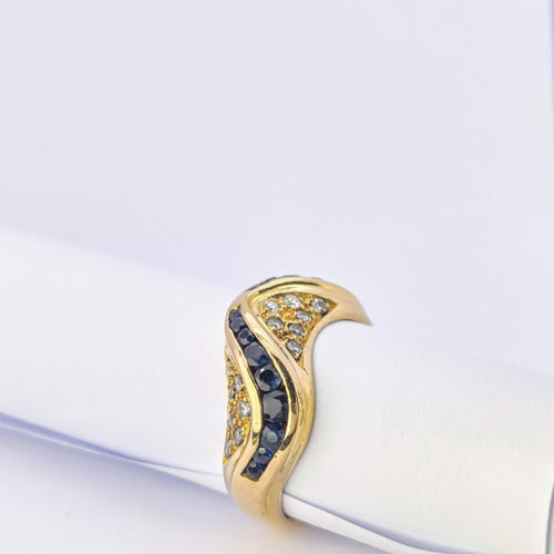 Bague Bague en or jaune diamants et saphirs 58 Facettes 5629