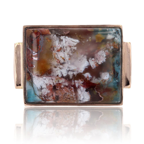 Bague 63 Chevalière ancienne agate confetti 58 Facettes 23-289