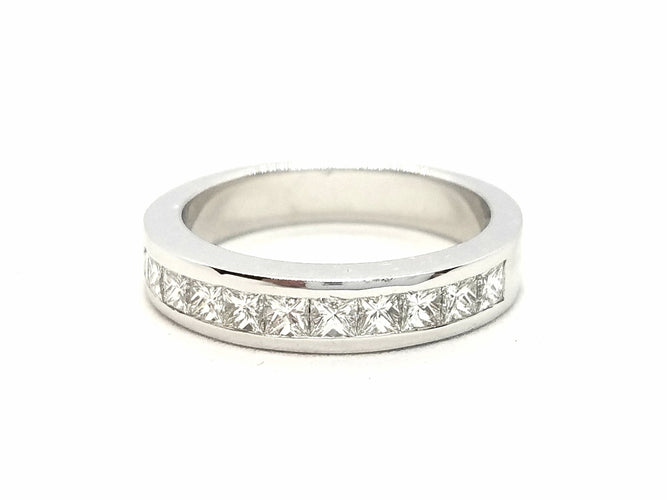 Bague 54 Bague Demie alliance Or blanc Diamant 58 Facettes 578776RV
