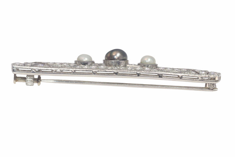 Broche Broche vintage platine diamants et perles 58 Facettes 23180-0375