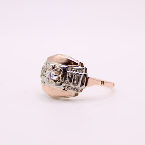 Bague Bague Tank or jaune et blanc Diamant 58 Facettes
