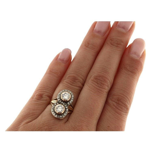 Bague 53 Anello in oro giallo e argento con diamanti 58 Facettes G3492