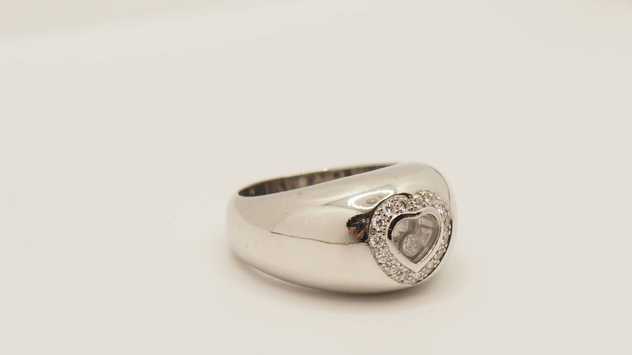 Bague Bague en or blanc Chopard Happy Diamonds 58 Facettes