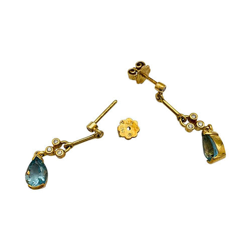 Boucles d'oreilles Boucles d'oreilles Stern, or jaune, aigues marines et diamants. 58 Facettes 31907