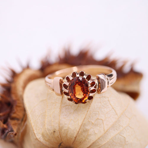 Bague 54 Bague ancienne grenat spessartite et or rose 58 Facettes 23-231