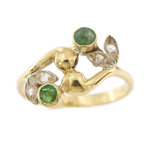 Bague 53 Bague Feuillage émeraudes et diamants 58 Facettes 29565