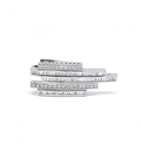 Pendentif 3cm x 1cm / Blanc/Gris / Or 750 Pendentif géométrique Or et Diamants 58 Facettes 220379R