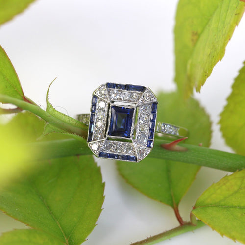 Bague 55 Bague saphirs et diamants Art Déco 58 Facettes 23-262A