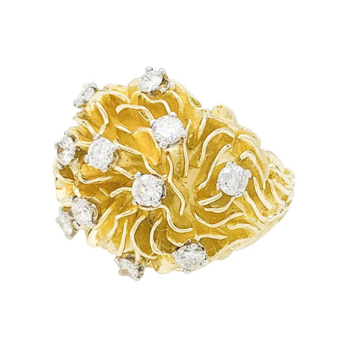 Bague 50 Bague dôme or jaune, platine et diamants. 58 Facettes 31340