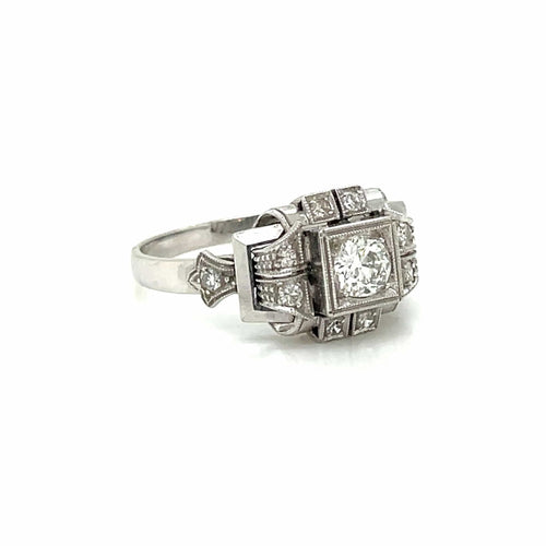 Bague 57 Bague Art déco Or Diamant 58 Facettes