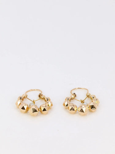 Boucles d'oreilles Créoles vintage boules à facettes or jaune perles 58 Facettes 879