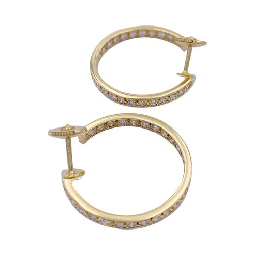 Boucles d'oreilles Créoles en or jaune et diamants. 58 Facettes 32410