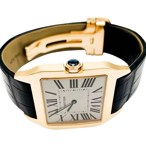 Montre Montre Cartier, "Santos-Dumont", or rose, cuir. 58 Facettes 32064