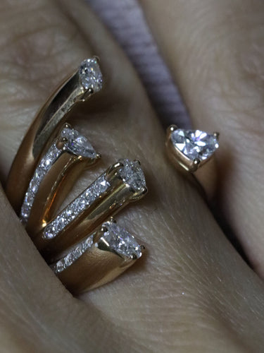 Bague 54 Bague toi & moi diamants fancy cut or jaune 58 Facettes P632
