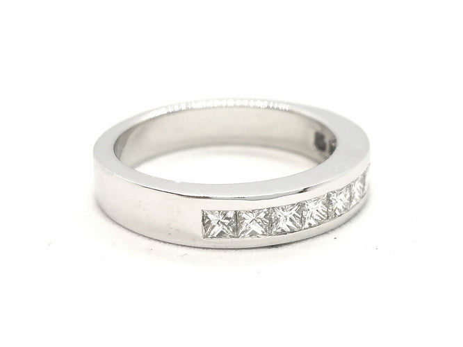 Bague 54 Bague Demie alliance Or blanc Diamant 58 Facettes 578776RV