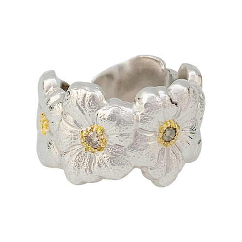 Bague 50 Bague Buccellati, "Blossoms Gardenia", argent, or jaune, diamants bruns. 58 Facettes 31618