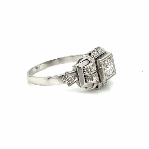 Bague 57 Bague Art déco Or Diamant 58 Facettes