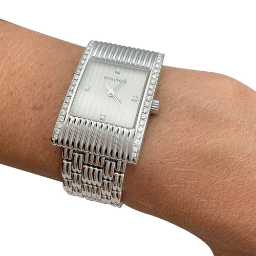 Montre Montre Boucheron, "Reflet", acier et diamants. 58 Facettes 31819