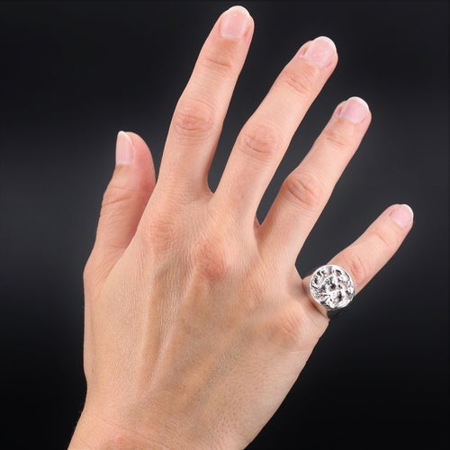 Bague 50 Chevalière en argent gravée 58 Facettes 22-339A