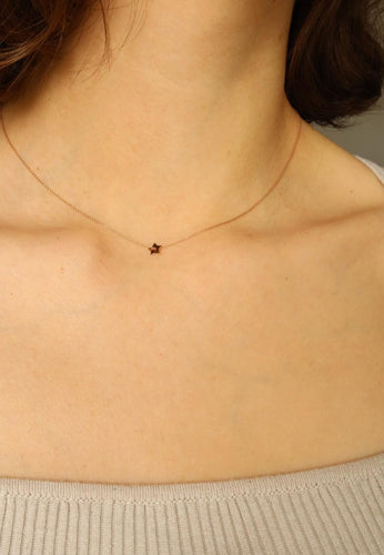 Pendentif Ginette NY Collier Etoile Mini Open Star On Chain Or rose 58 Facettes 2519185CN