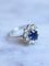 Bague de fiançailles saphir entourage diamants sur or blanc 58 Facettes