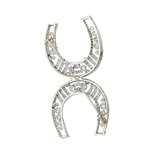 Broche Broche "Fers à Cheval" en platine et diamants. 58 Facettes 31655