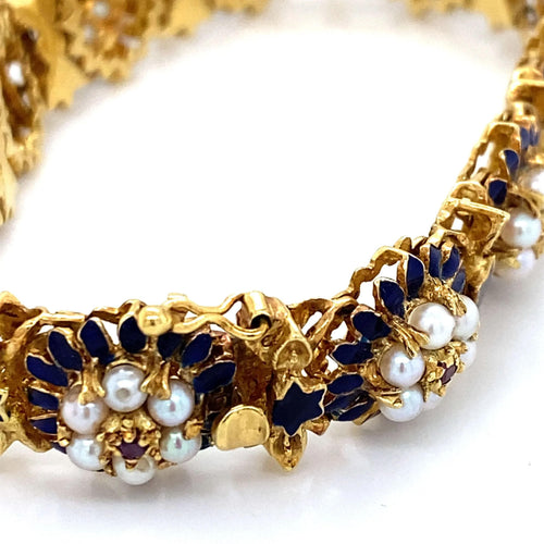 Bracelet Bracelet Or Email Perle Rubis 58 Facettes