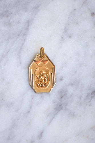 Pendentif Médaille or Art Déco Ange Penseur 58 Facettes