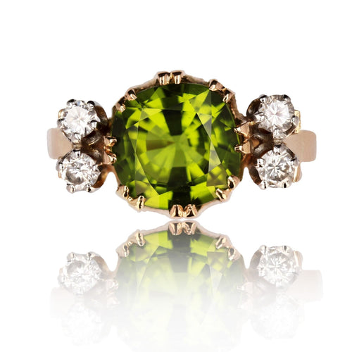Bague 54 Bague ancienne péridot et diamants 58 Facettes 23-141