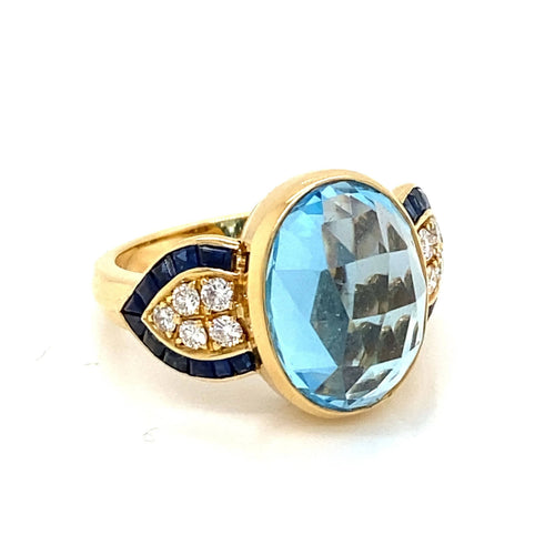 Bague 52 Bague cocktail Diamant Saphir Topaze 58 Facettes