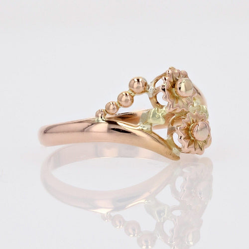 Bague 54 Bague ancienne Toi et moi 2 ors motifs floraux 58 Facettes CV84