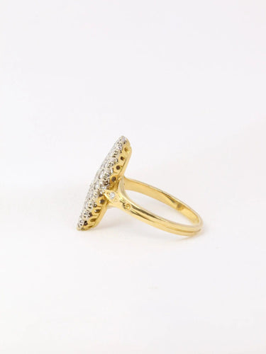Boucles d'oreilles Bague marquise vintage or jaune diamants 58 Facettes J15