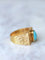 Bague chevalière or martelé et turquoise 58 Facettes