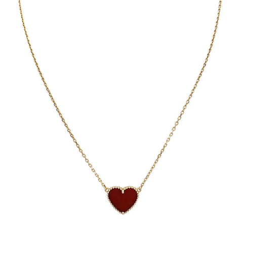 Collier Van Cleef & Arpels, "Lucky Alhambra Coeur", cornaline. 58 Facettes 32614