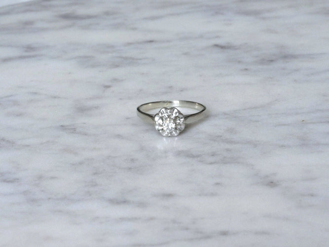 Bague Solitaire en or blanc et diamant 58 Facettes